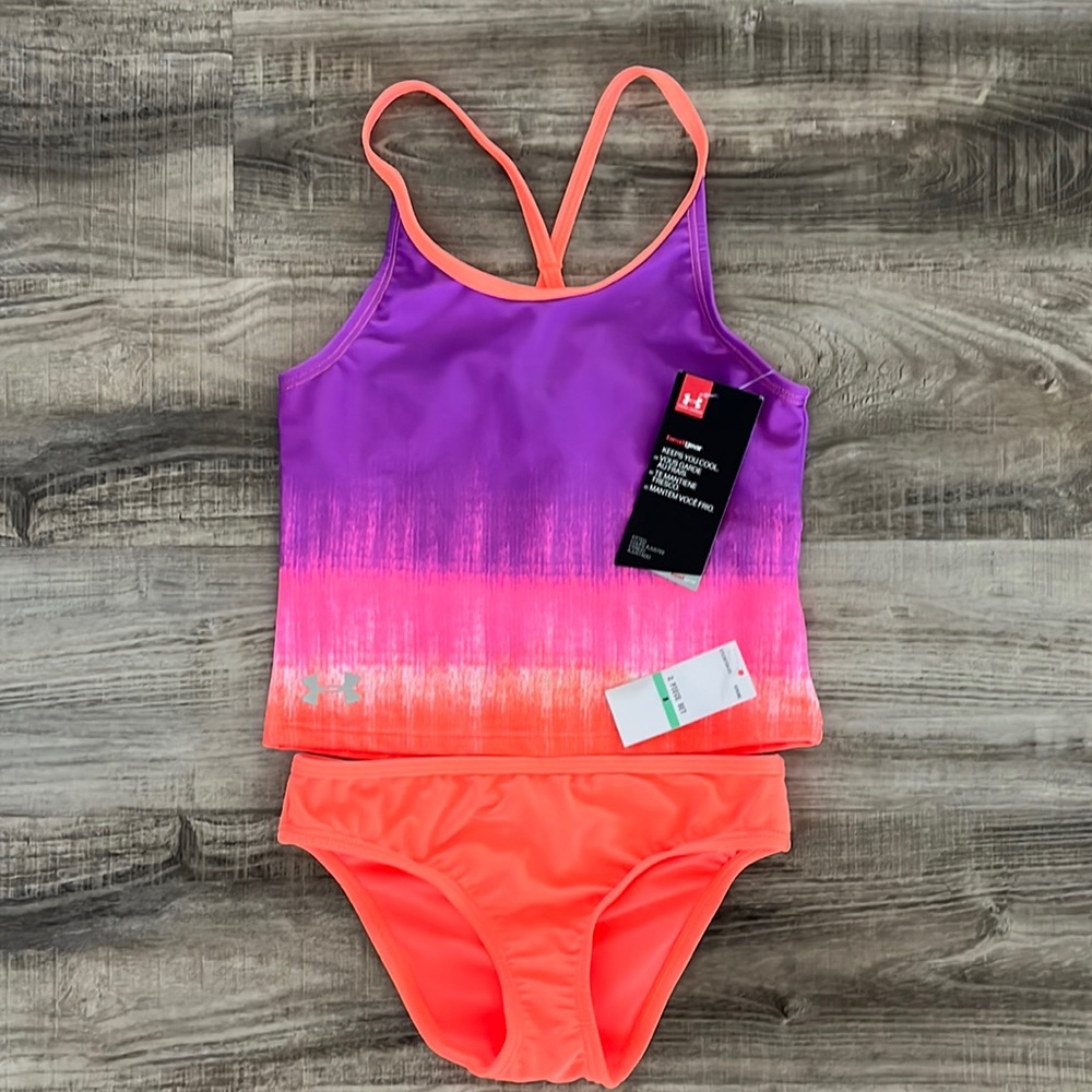 Under Armour Girls Tankini Swim Suit, Size 8